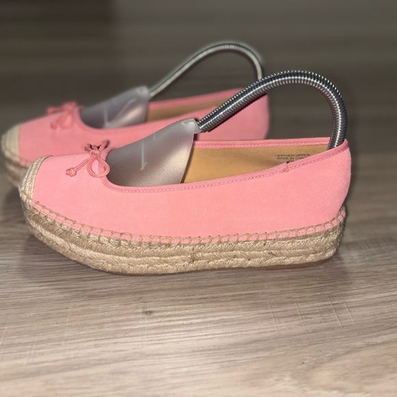 Talbots Quinn Platform Espadrilles New Women Pink Shoes 7 Slip On Suede‎ Bow - Picture 1 of 7